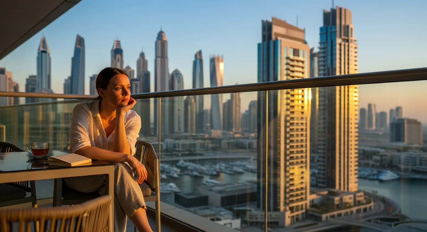 Looking out over Dubai from an apartment balcony
