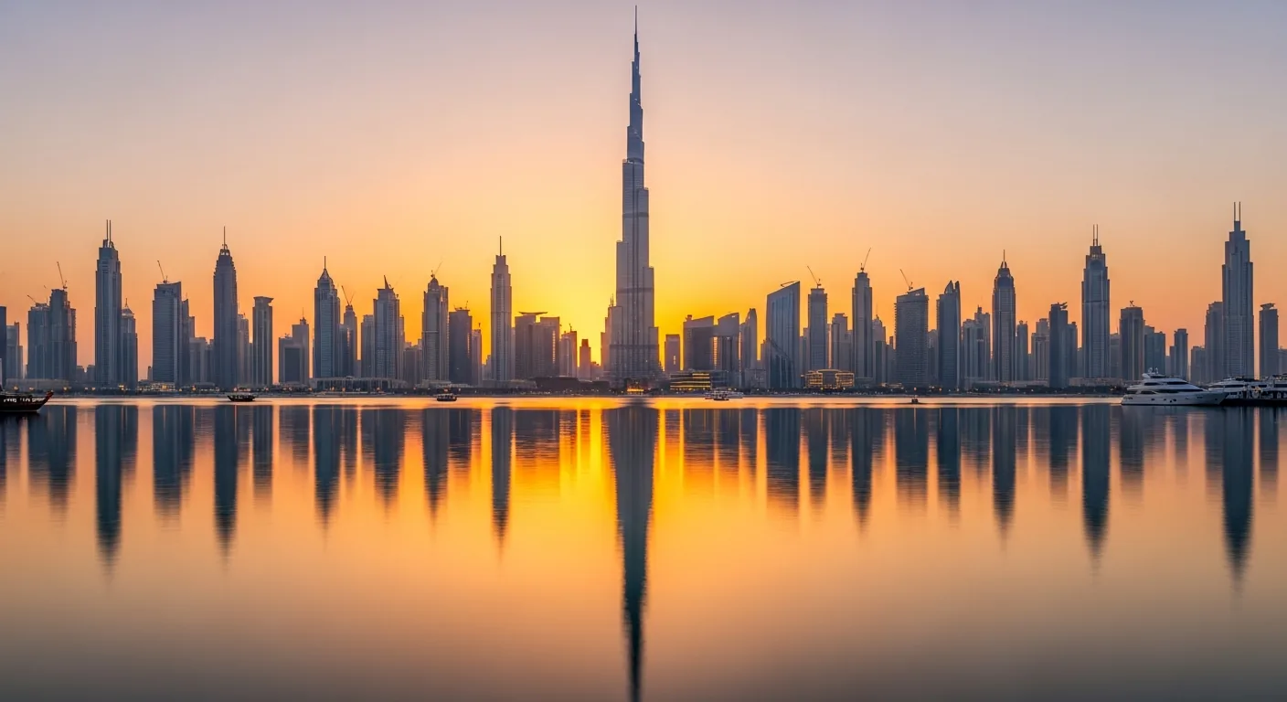Dubai skyline at sunrise